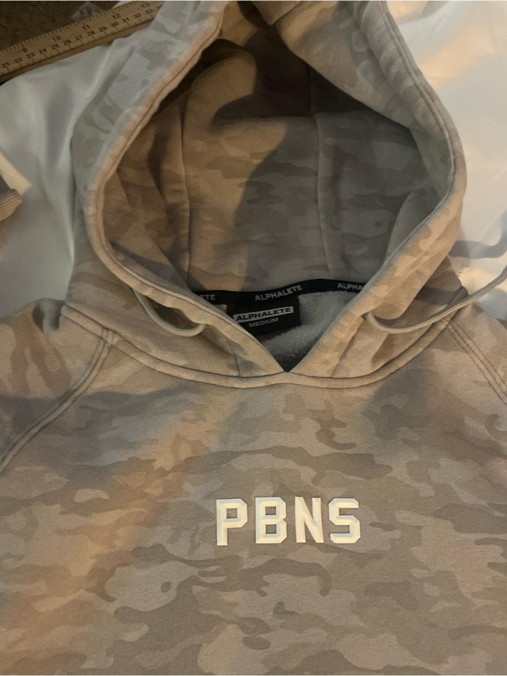 Alphalete Tan Camo Hoodie with PBNS Logo